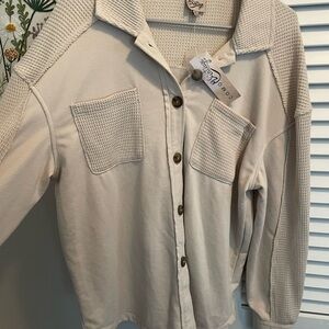 Como Vintage Off-White Textured Button Down Shirt